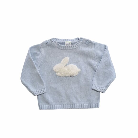 Baby Blue Knit Sweater With Bunny Appliqué By Gymboree 12-18 Mos - Picture 1 of 4